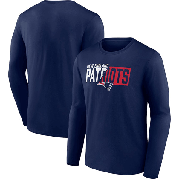 Men's New England Patriots Navy One Two Long Sleeve T-Shirt